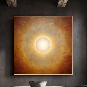 Sunburst Radiant Art Print | Warm Orange Yellow Gradient, Divine Aura Wall Decor (Digital Download)