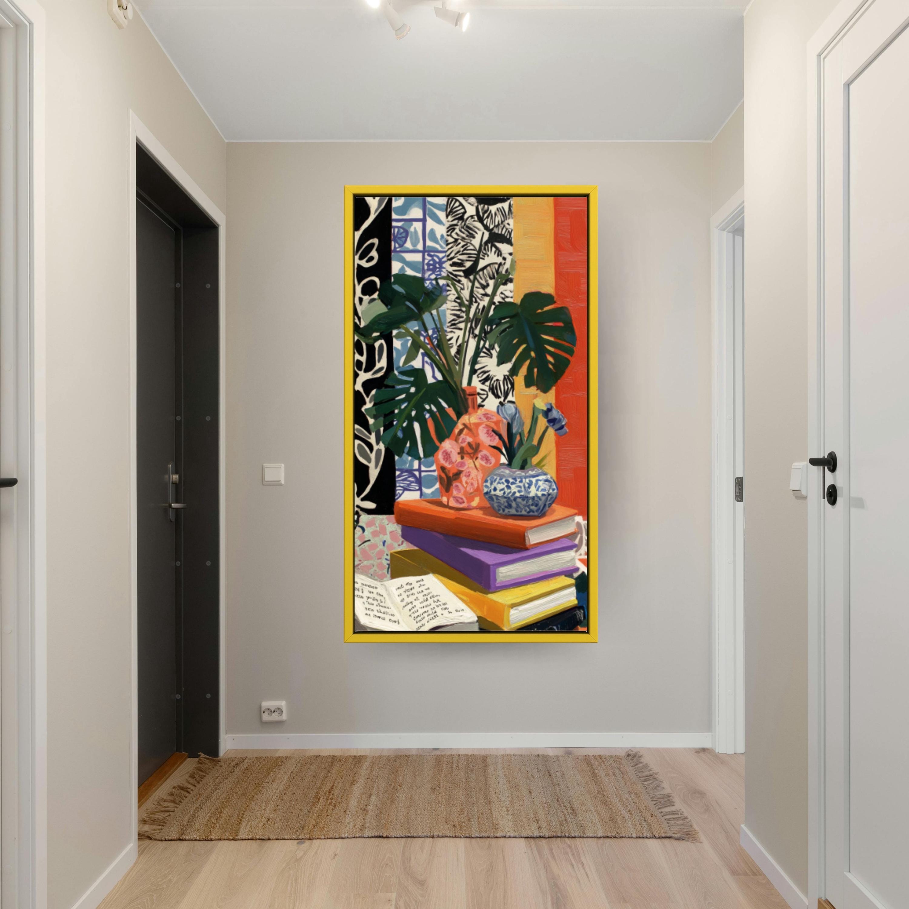 Matisse Still Life Canvas | Narrow Vertical Books & Plant Print