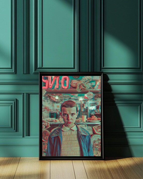 Eleven Stranger Things Cinematic Poster | Millie Bobby Brown 3D Anaglyph Print | Epic Character Fan Art