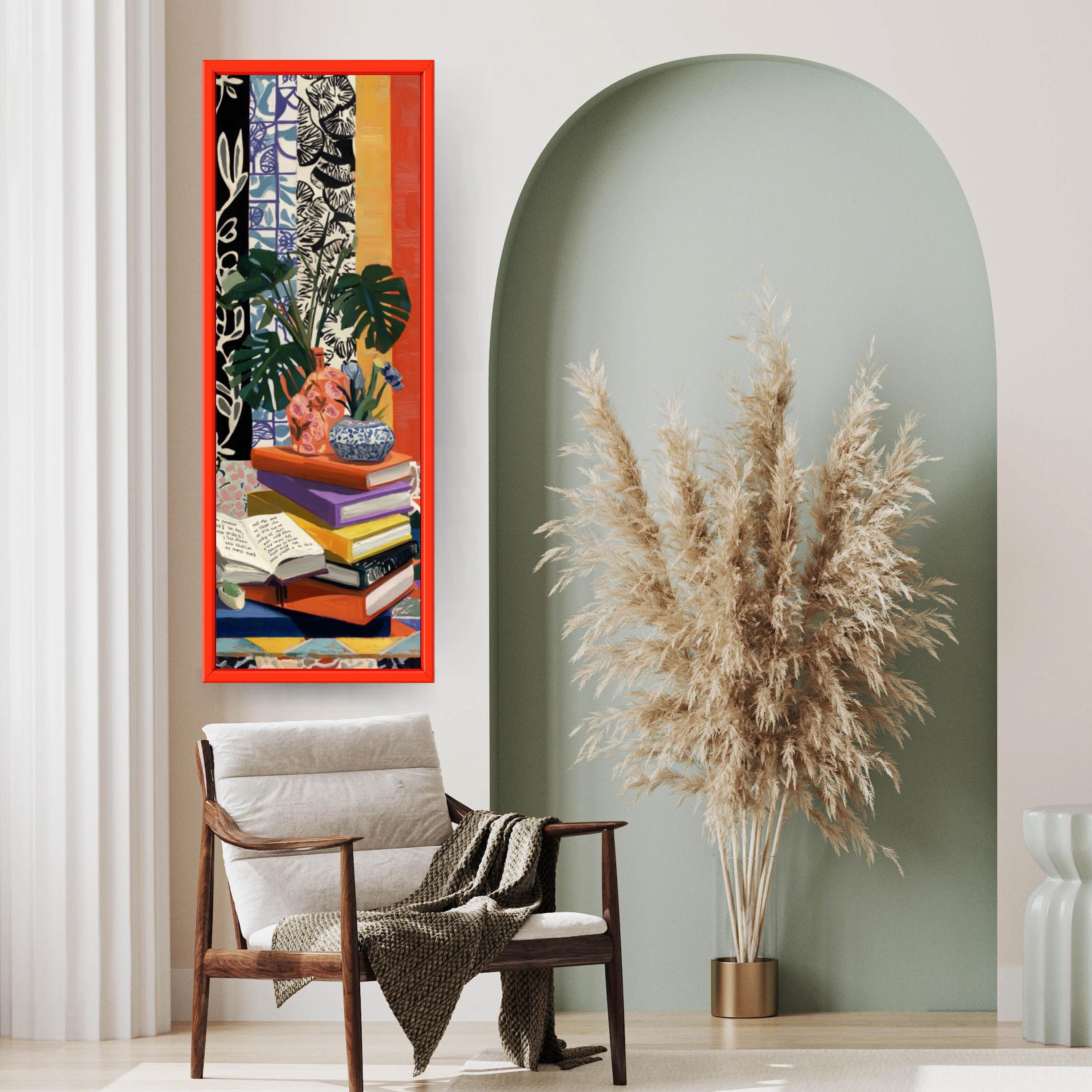 Matisse Still Life Canvas | Narrow Vertical Books & Plant Print
