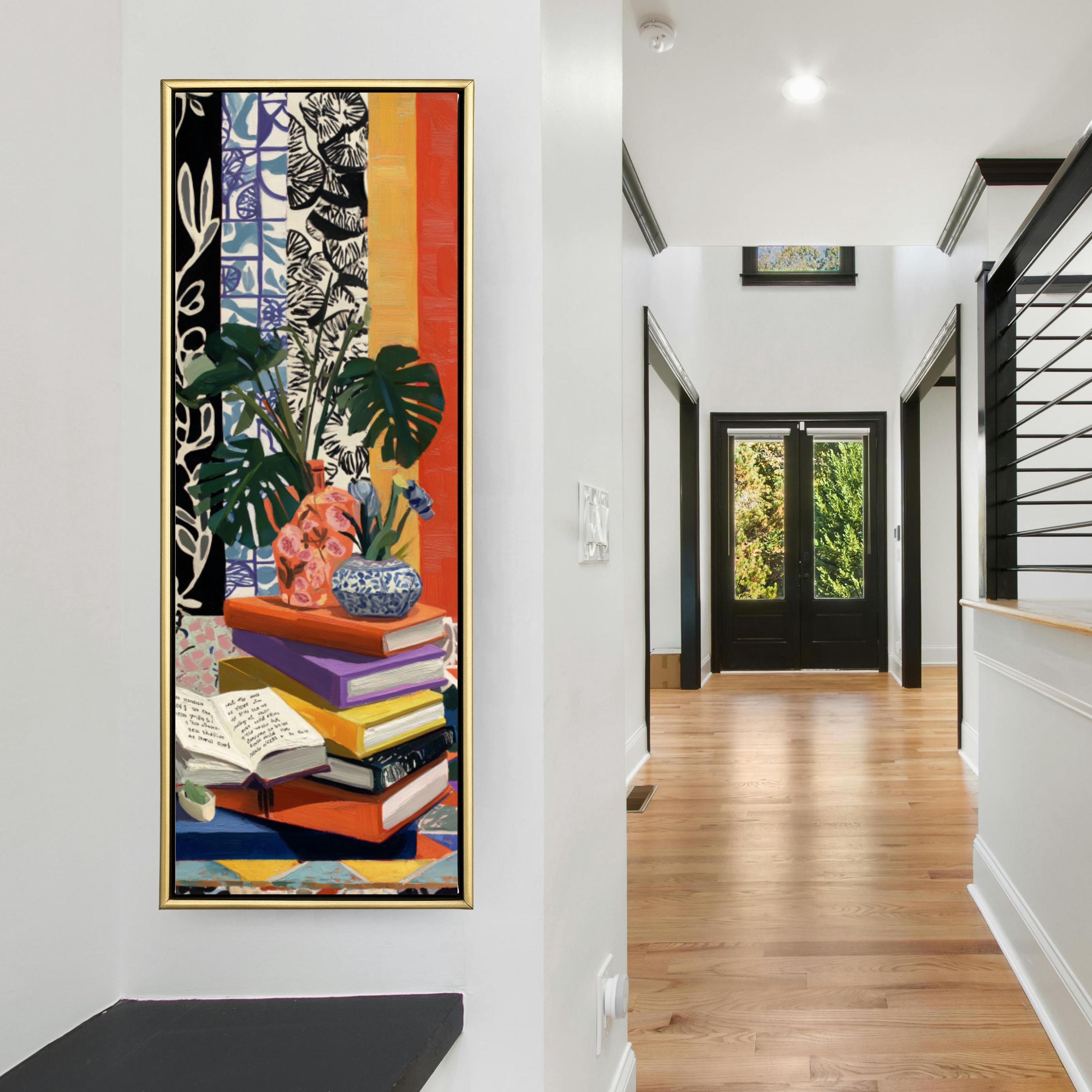 Matisse Still Life Canvas | Narrow Vertical Books & Plant Print