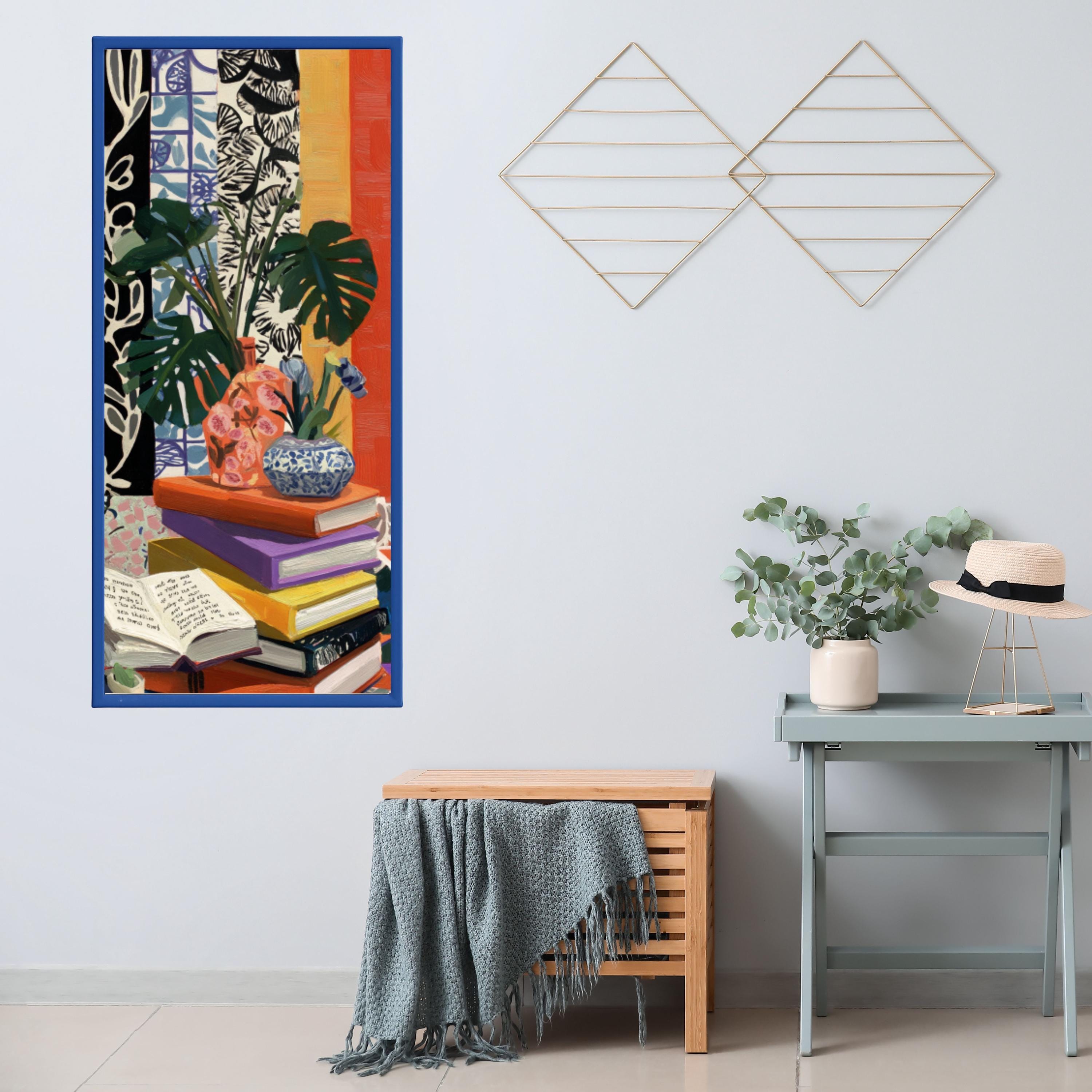 Matisse Still Life Canvas | Narrow Vertical Books & Plant Print