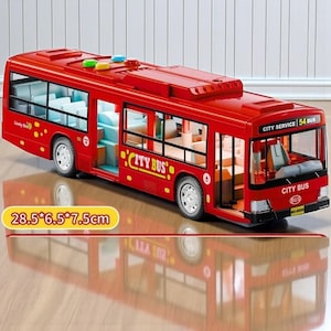 Large Inertia Music Bus Toy,  Pull-Back Simulation Bus with Lights & Sound, Durable Drop-Resistant Educational Vehicle for Kids