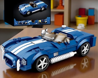 312PCS Blue Sports Car Building Block Set, Creative DIY City Vehicle Model, Collectible Brick Toy for Kids, Holiday Gift Display Car