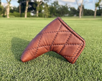 Distressed brown leather blade headcover