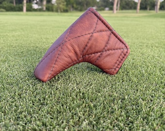 Distressed brown leather blade headcover