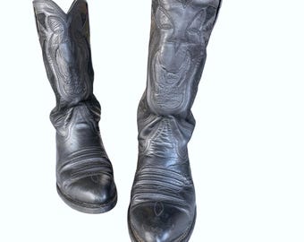 Harley-Davidson Women's 9.5M Black Leather Suede Mid-Calf Western Boots USA