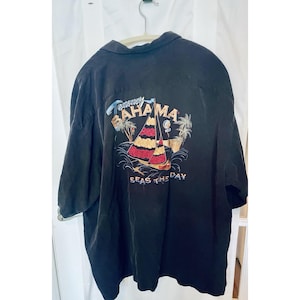 Tommy Bahama Men's Y2K Embroidered Silk Shirt XXL "Seas the Day" Sailboat Island image 1