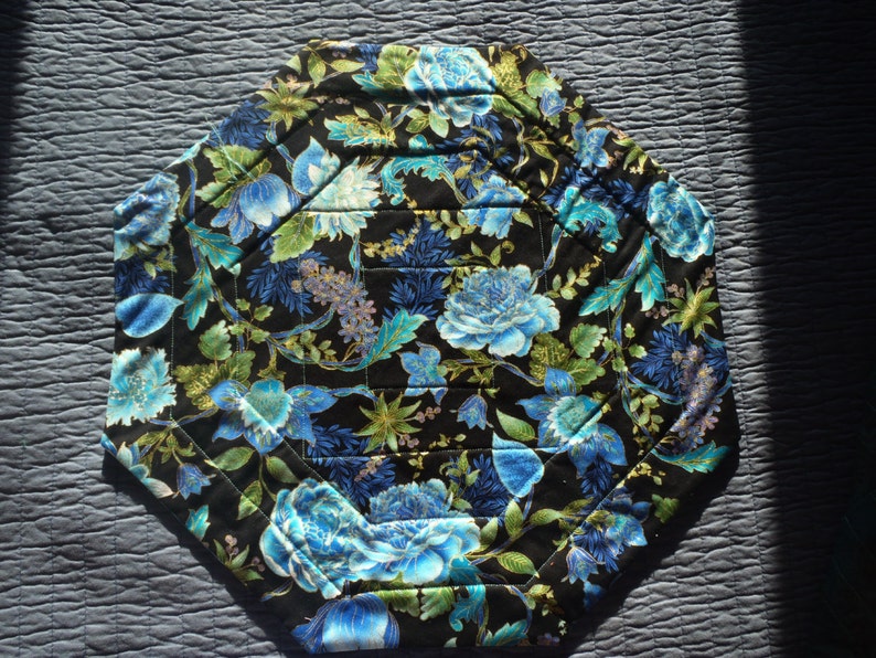 Blue Roses Quilted Table Topper
