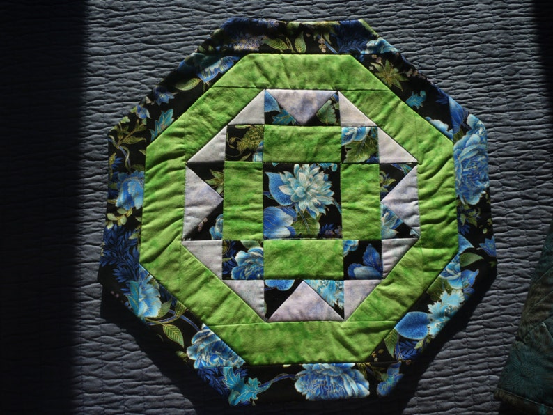 Blue Roses Quilted Table Topper