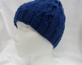 Knit Quail Tail Cabled Hat Pattern