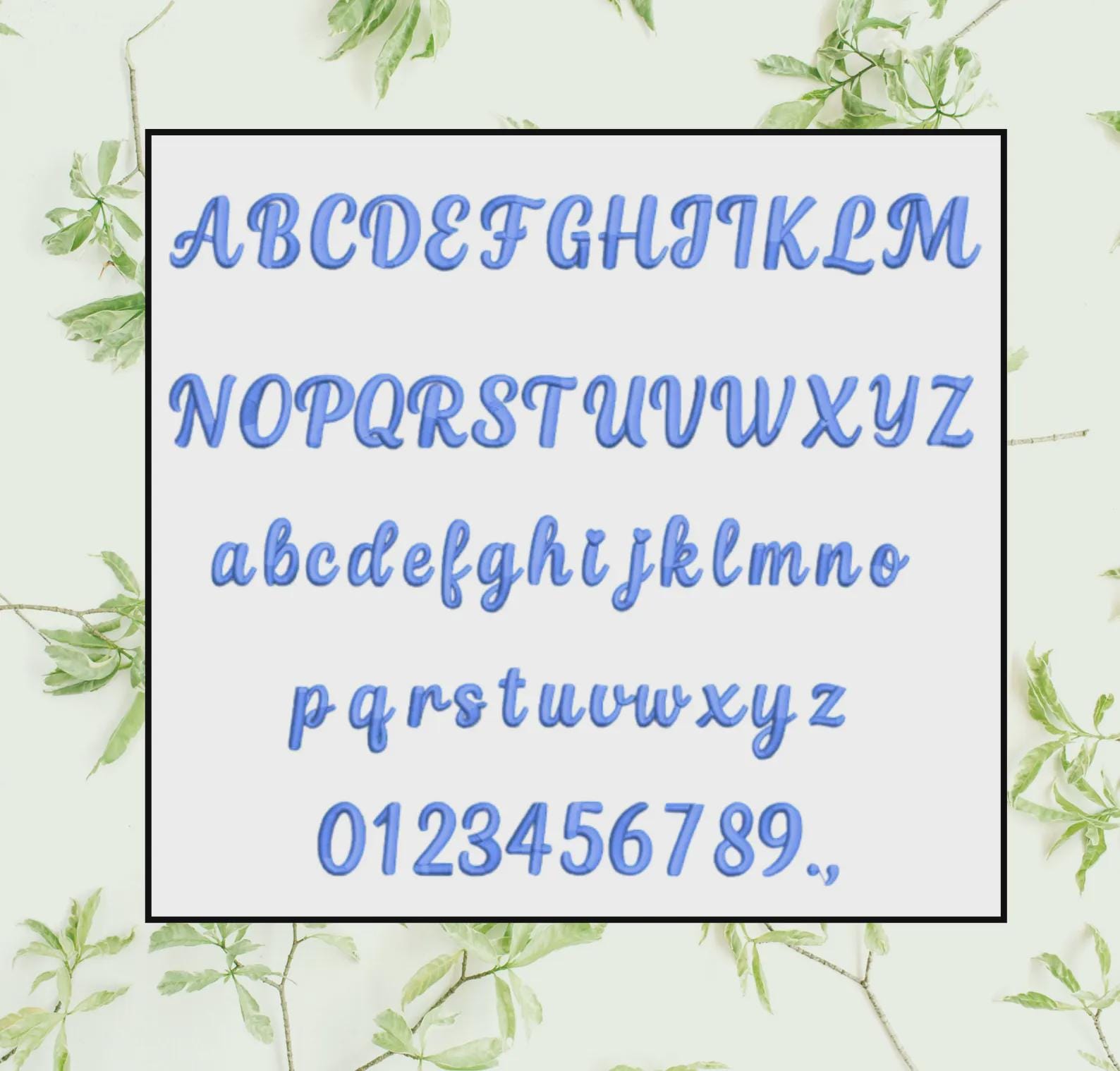 Puff Carre Script 3D Puff Embroidery Font | Valeria Script Alphabet | Puffy Embroidery ...