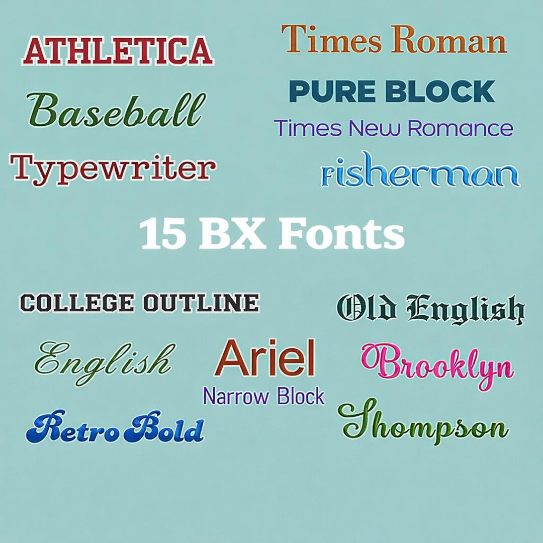 15 BX Embroidery Font Bundle | Varsity, Script, Serif & Block Fonts ...
