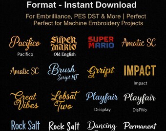 Pacote com 100 fontes de bordado BX: alfabeto para bordado à máquina (download)