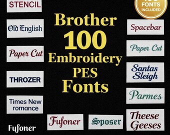Fontes e alfabetos para bordado à máquina – 100 arquivos BX, formato PES para Embrilliance – Download instantâneo – 1 polegada, 2 polegadas, 3 polegadas.