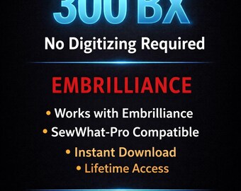 300 fontes e alfabetos para bordado à máquina – 300 arquivos BX, formato PES para Embrilliance – Download instantâneo – 1 polegada, 2 polegadas, 3 polegadas.