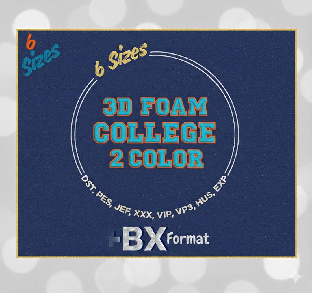 3D Foam 2 Color College Embroidery Font, 3D Puff Foam Varsity BX Font ...