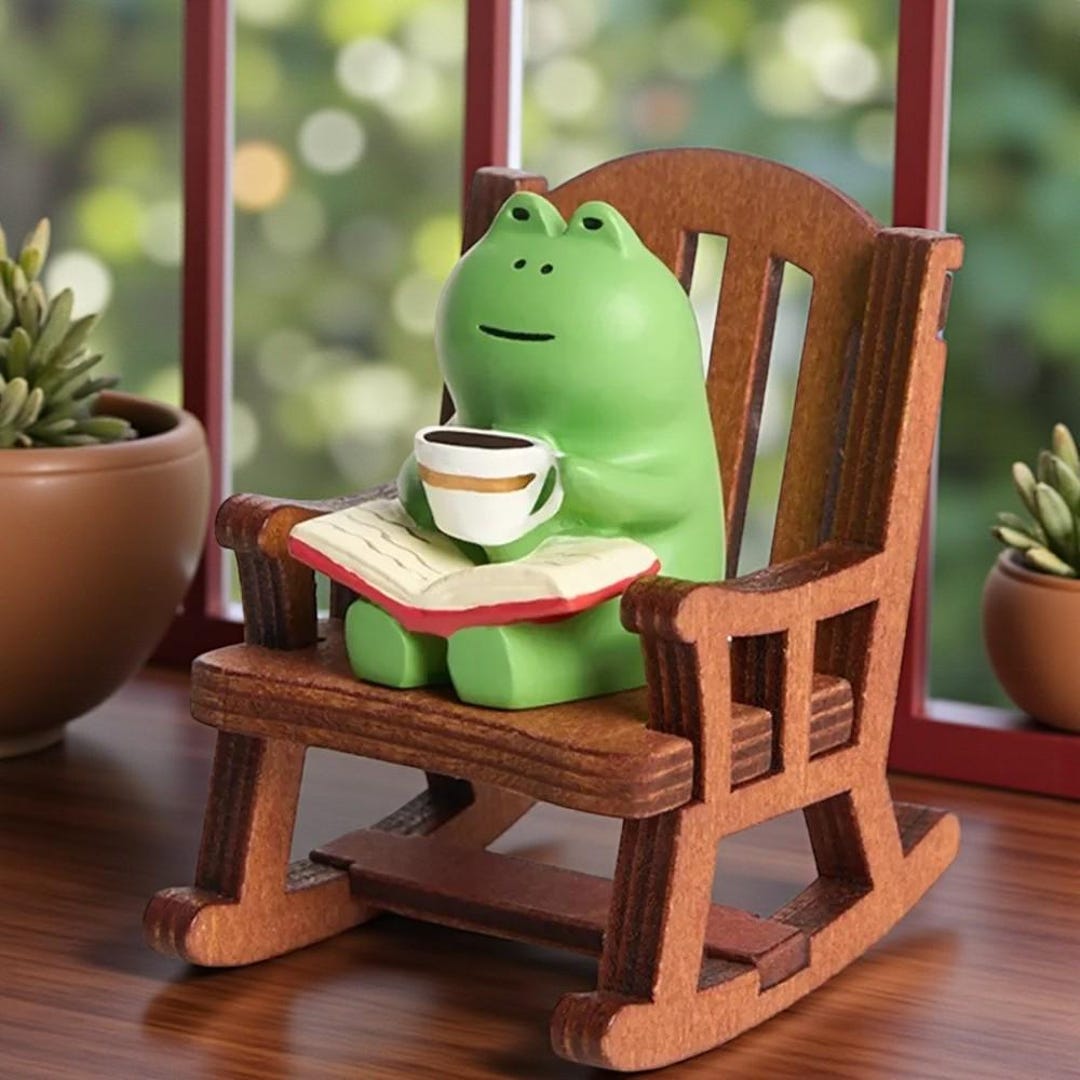 Frog Rocker Pininterest Cute Frog Rocker Chair Ornament, Japanese Kawaii Desk Decoration, Mini ...