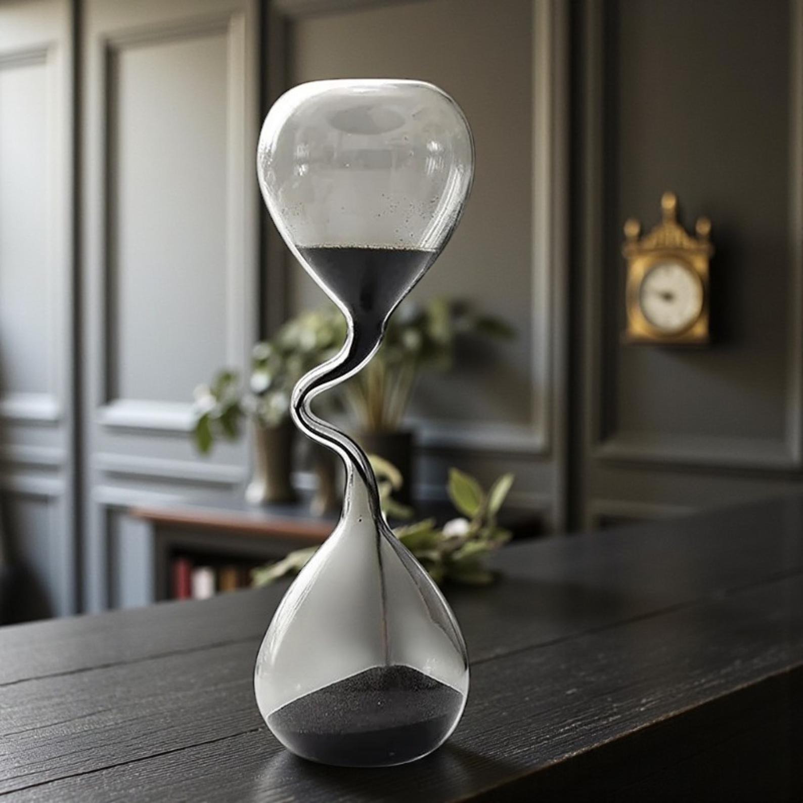 Black Hourglass Sand Timer, Modern Home Decor Accessory, Minimalist ...