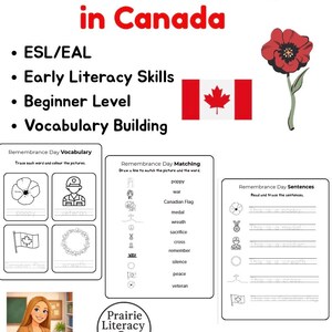 Remembrance Day in Canada – EAL / ESL / Early Literacy Activities for Grades 1-4