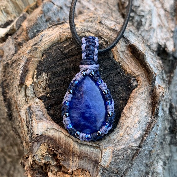 Macrame shop wrapped pendant
