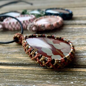 Noreena Jasper macrame wrapped stone pendant macrame jewelry cabochon image 5