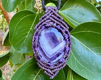 Amethyst macrame wrapped pendant