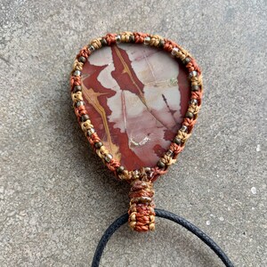 Noreena Jasper macrame wrapped stone pendant macrame jewelry cabochon image 6