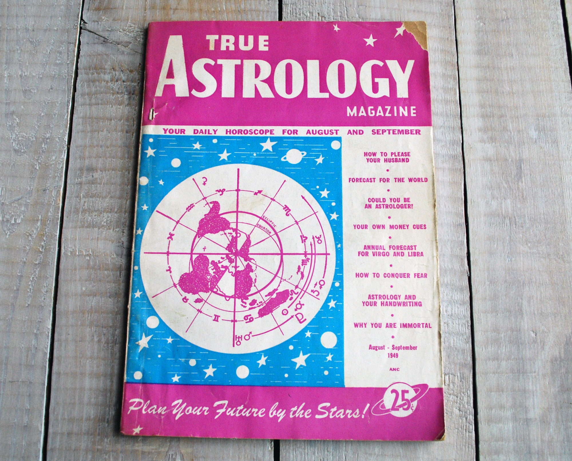 ASTRO　magazine RARE 1949 the Astrologer Magazine 66 Pages August Issue With