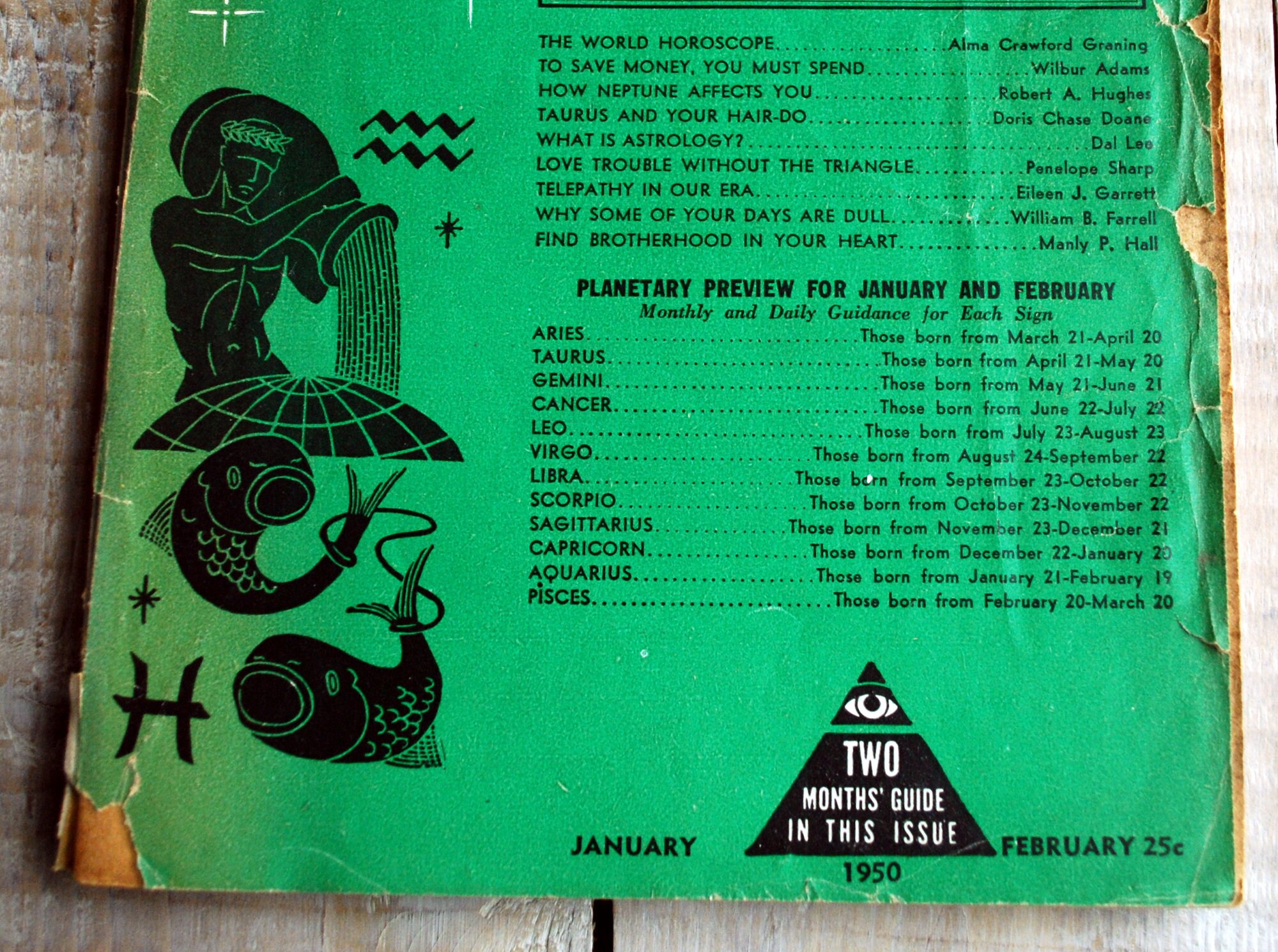 Antique Astrology Guide Magazine, January February 1950 Issue