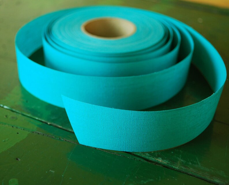 Turquoise Ribbon Fabric Trim, 1 inch wide 20 Yards Long Destash Craft and Sewing Material image 2