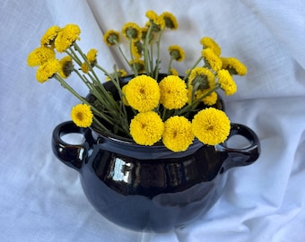 Handmade Ceramic Vase - Black Catch-All Bowl with Unique Design