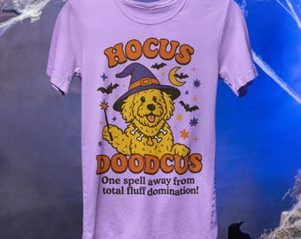Goldendoodle Halloween PNG: Diseño de perro bruja de Hocus Doodcus (Descarga digital)