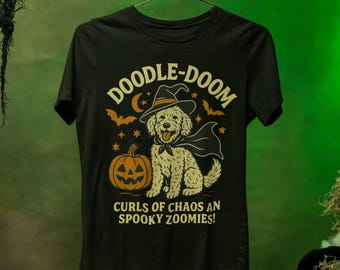 Perro Labradoodle Brujo PNG: Diseño de Halloween Doodle-Doom (Descarga digital)