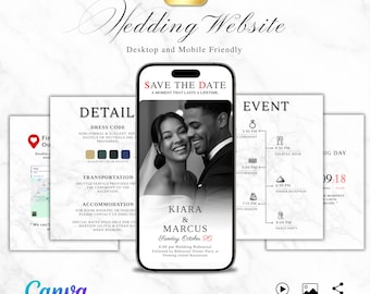 Editable Canva Wedding Website Template, RSVP, Countdown
