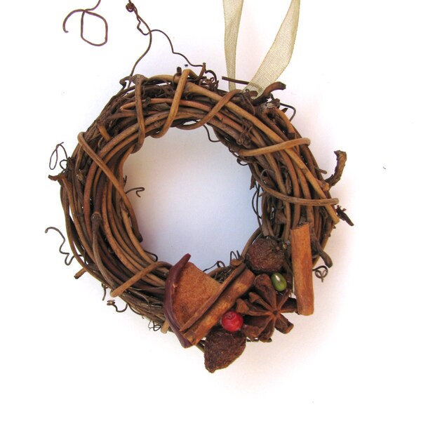 Apple cinnamon scented mini wreath - Fall wreath