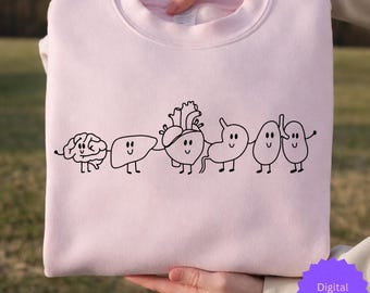 Anatomy Organs PNG, Funny Medical Student Clipart, Nurse Doctor Gift, Neurology Design, Anatomy Tee