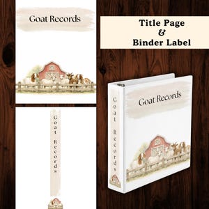 Puede incluir: Un archivador blanco con la etiqueta "Goat Records" con una ilustraci&oacute;n de acuarela de cabras frente a un granero rojo. La portada y el lomo tambi&eacute;n presentan el texto "Goat Records".