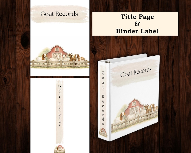 Puede incluir: Un archivador blanco con la etiqueta "Goat Records" con una ilustraci&oacute;n de acuarela de cabras frente a un granero rojo. La portada y el lomo tambi&eacute;n presentan el texto "Goat Records".