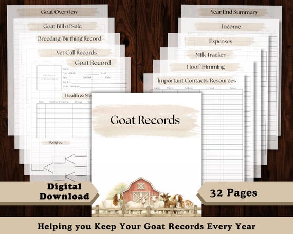 Goat Record Book | Breeding, Health & Milk Tracker | Homestead Livestock Records | | Farm Income and Expense Tracker | Printable PDF
