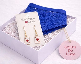 Personalized Lace Lingerie Gift Box with Handmade Earrings, Plus Size Set