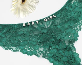 Personalized Lace Thong, Custom Name Lingerie, Plus Size Available