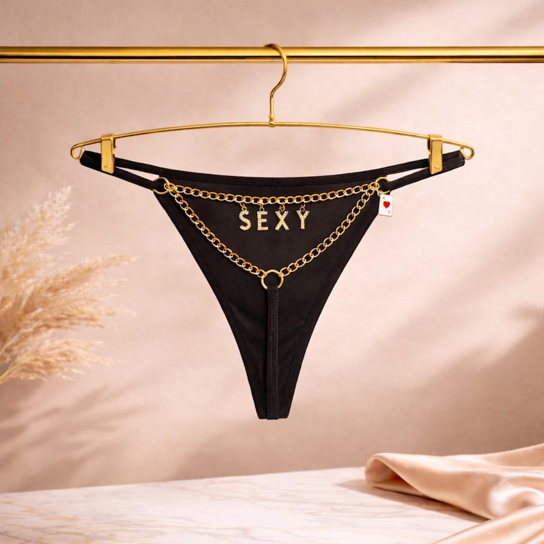 Personalized Gold Chain Thong - Etsy
