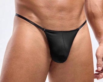 Personalized Men's Thong, Custom Letter Silver Chain, Adjustable Underwear