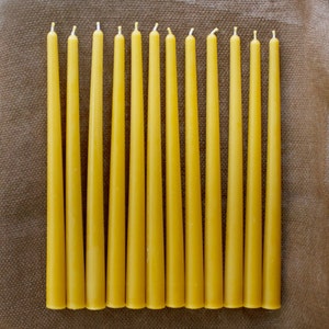 12" 100% Pure Beeswax Taper Candles (set of 12)