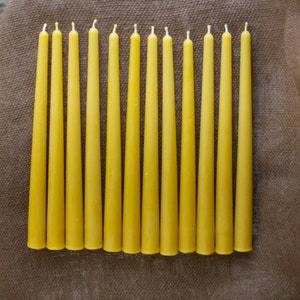 10" 100% Pure Beeswax Taper Candles - Set of 12