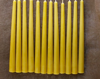 10" 100% Pure Beeswax Taper Candles - Set of 12