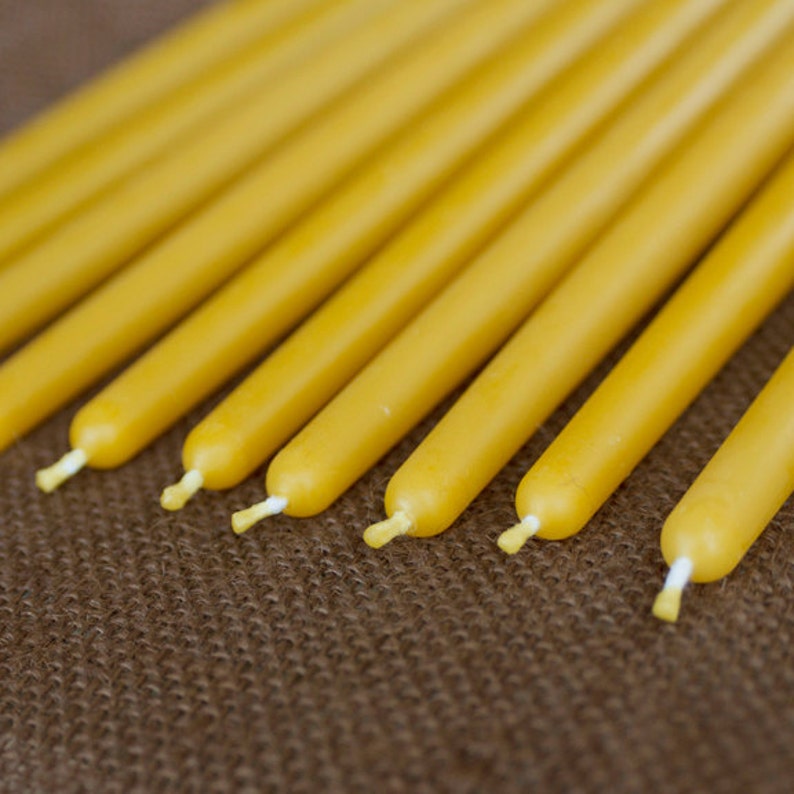 12 100% Pure Beeswax Taper Candles set of 12 image 2