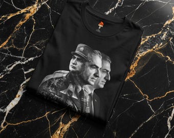 Pahlavi Dynasty Triple Portrait Unisex T-Shirt | Layered Black & White Photo Tee