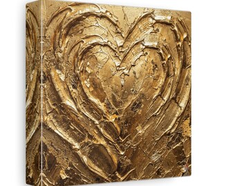 Gold Textured Heart Matte Canvas